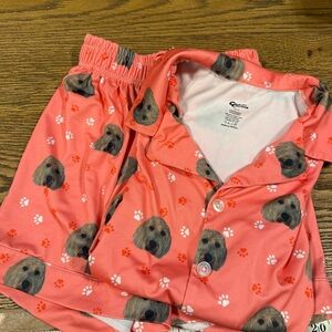 Coral Labradoodle Dog Print Pajama Set
